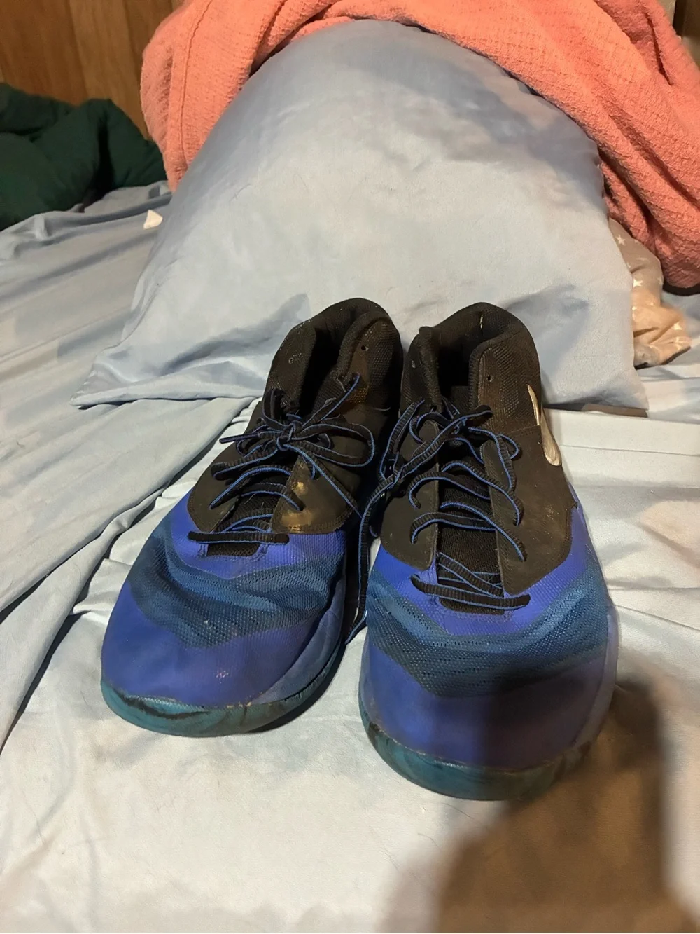 Nike Black and Blue Mid-Top Basketball Sneakers